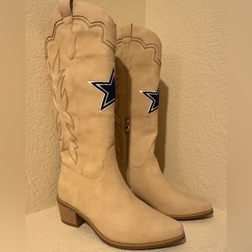 Women's Cuce Cream Dallas Cowboys Cowboy Boots NWT SIZE 8 - Picture 4 of 11